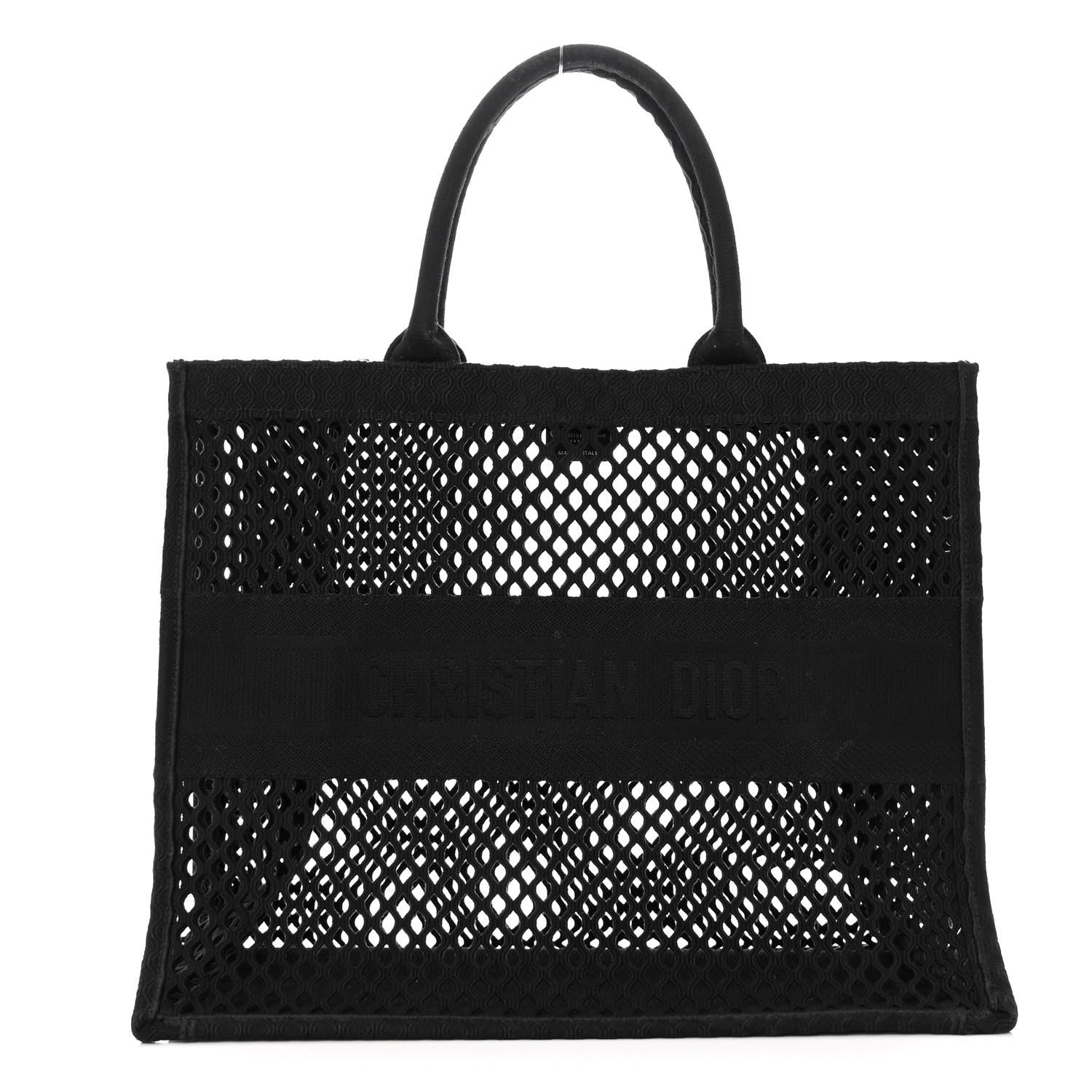 Christian Dior Mesh Embroidered Large Book Tote Black 1 of 10