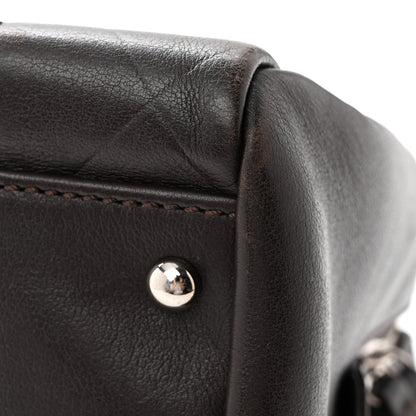 Chanel Calfskin Chevron CC All Day Long Boston Brown 11 of 12