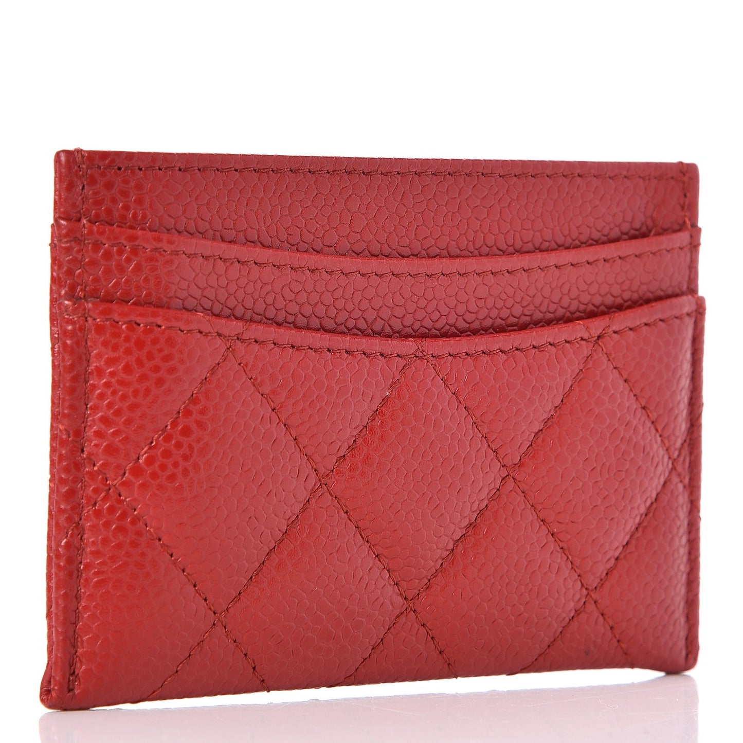 Caviar Quilted Card Holder Red
