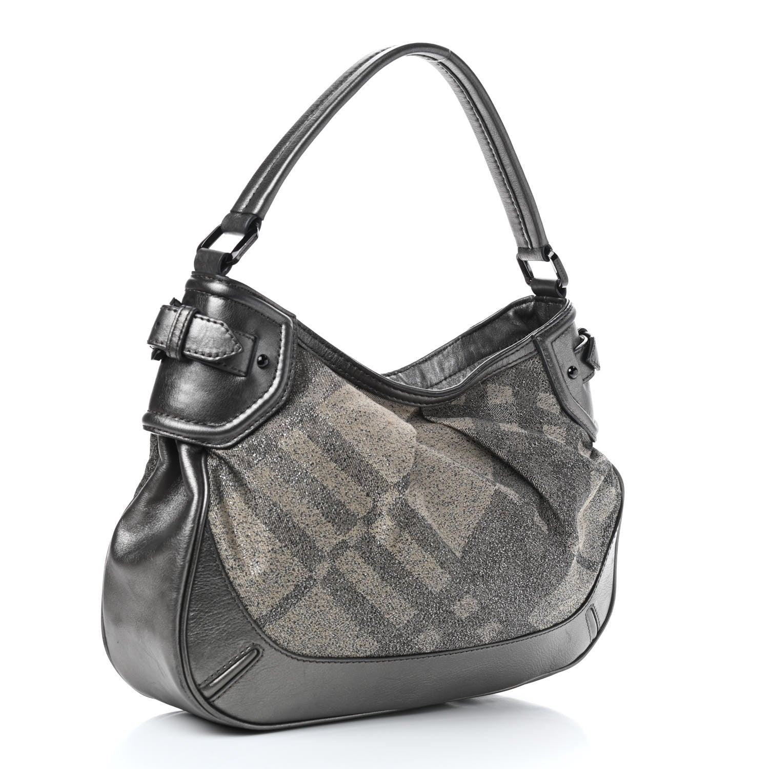 Burberry Shimmer Check Medium Fairby Hobo Pewter 3 of 9