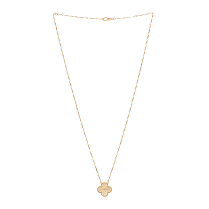 Van Cleef & Arpels 18K Yellow Gold Guilloche Vintage Alhambra Pendant Necklace 2 of 4