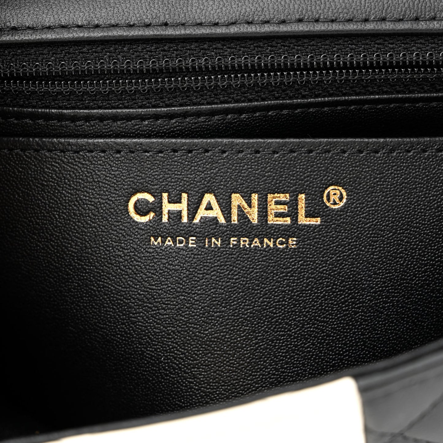 Lambskin Quilted Mini Rectangular Flap Black White