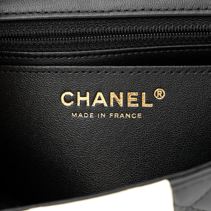 Chanel Lambskin Quilted Mini Rectangular Flap Black White 6 of 13