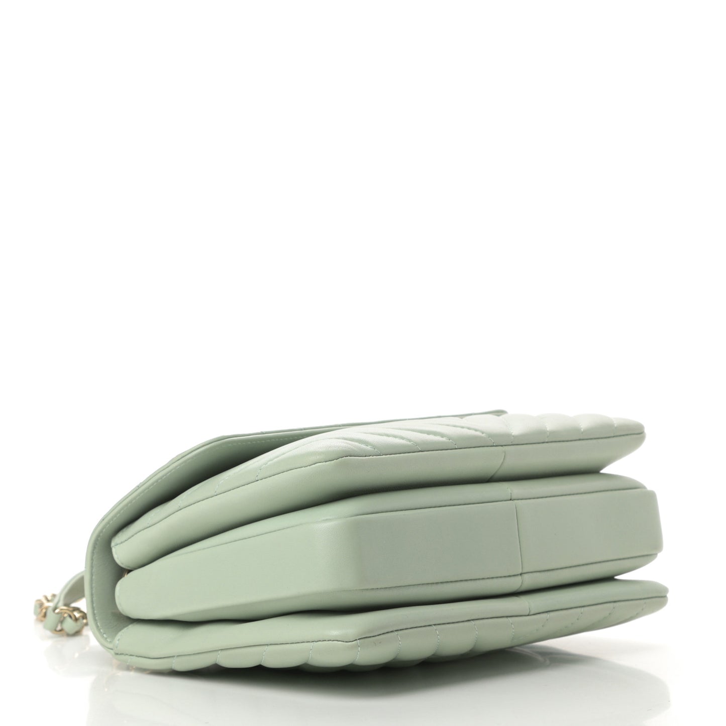 Lambskin Chevron Quilted Small Trendy CC Dual Handle Flap Bag Light Green