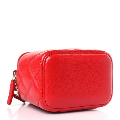 Chanel Caviar Quilted Mini Vanity Case With Chain Red 4 of 9