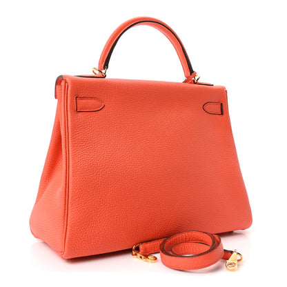 Hermes Togo Kelly Retourne 32 Orange Poppy 3 of 11