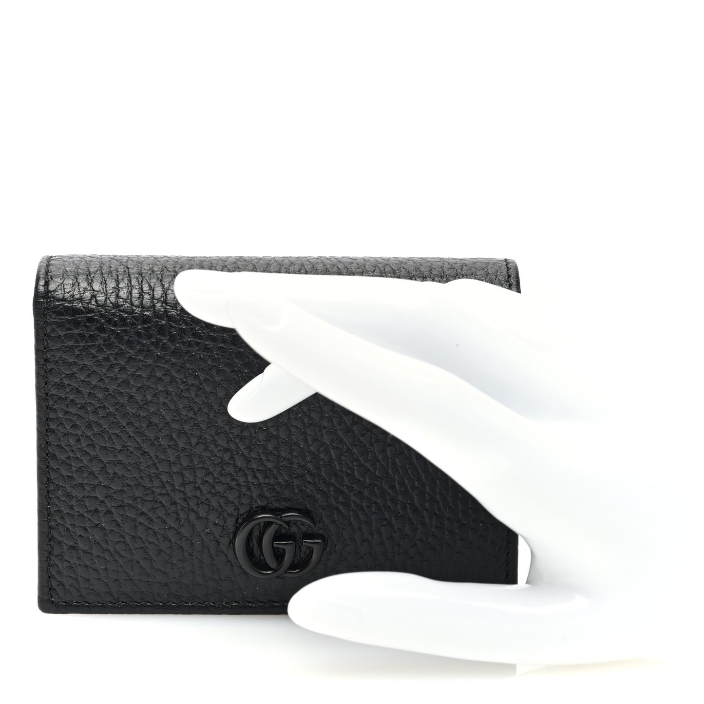 Dollar Calfskin Enamel Monochrome GG Marmont Card Case Black
