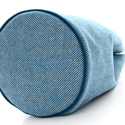 Hermes Toile H Canvas Les Cabanes Drawstring Duffle Bag Bleu Paon 10 of 10