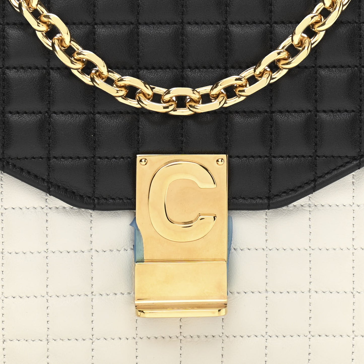 Calfskin Quilted Medium C Bag Black White