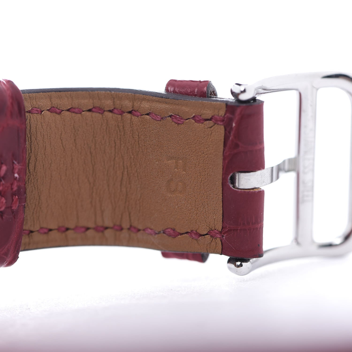 Hermes Stainless Steel Alligator Diamond Mother of Pearl 26mm Heure H Hour Quartz Watch Braise 6 of 10