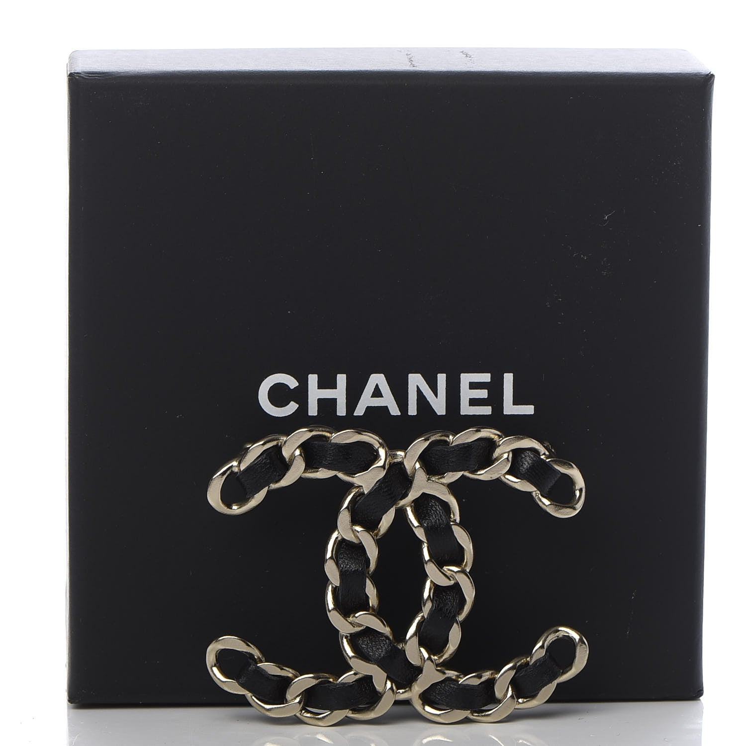 Chanel Lambskin Chain CC Brooch Black Gold 5 of 5