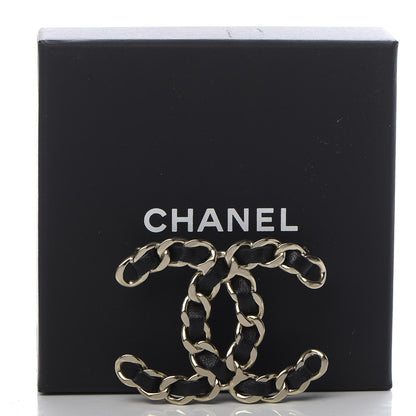 Chanel Lambskin Chain CC Brooch Black Gold 5 of 5