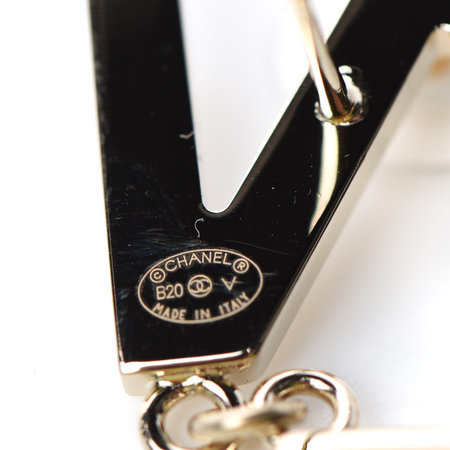 Metal Cha-Nel Logo Drop Earrings Gold