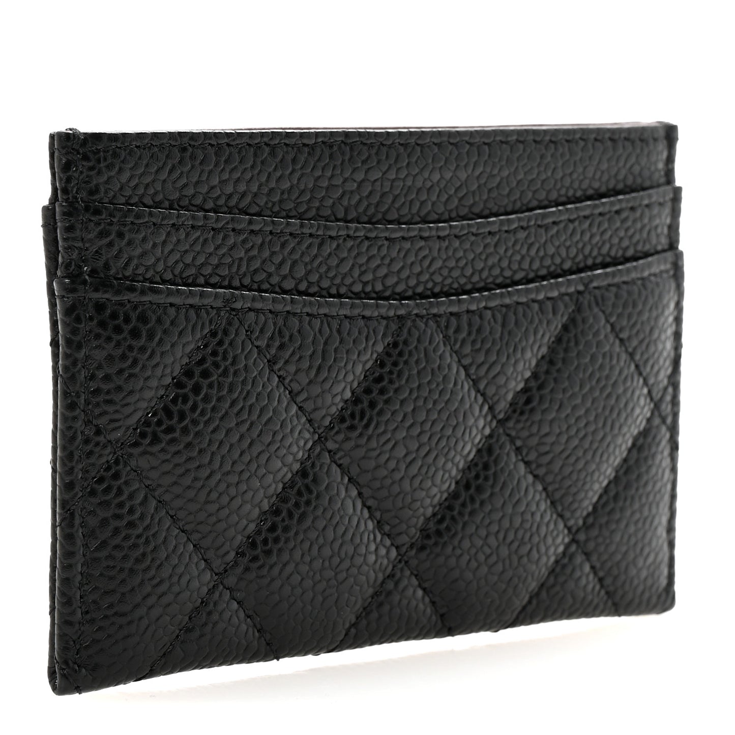 Caviar Quilted Card Holder Black