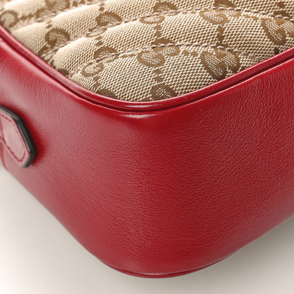 Gucci Monogram Azalea Calfskin Matelasse Diagonal Small GG Marmont Chain Shoulder Bag Beige Ebony New Cherry Red 8 of 9
