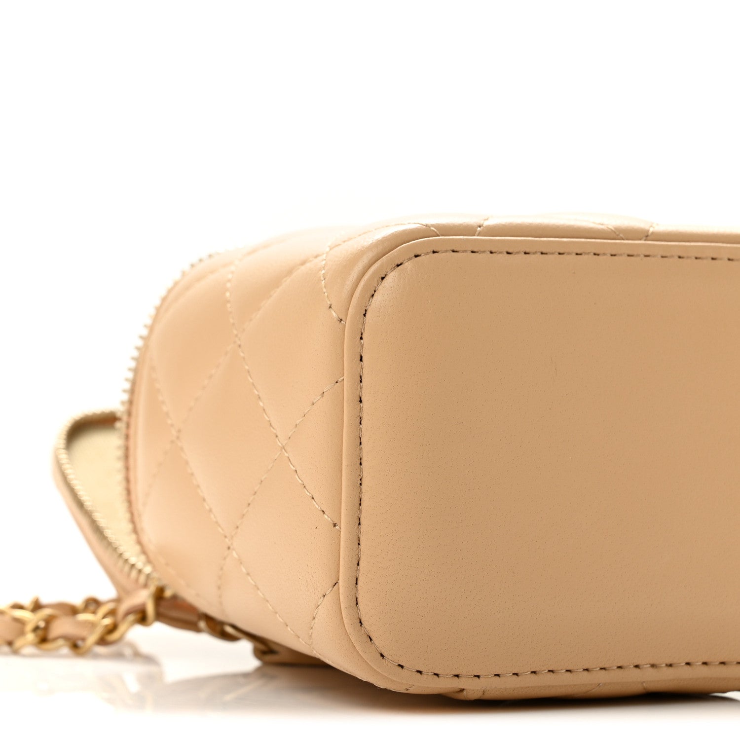 Chanel Lambskin Quilted Pearl Crush Mini Vanity Case With Chain Beige 9 of 11