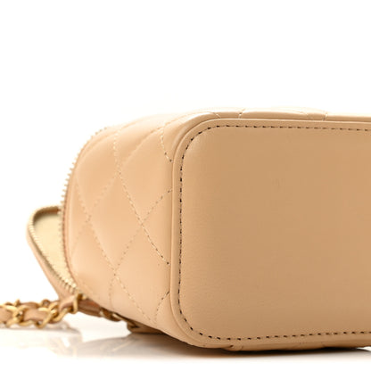 Chanel Lambskin Quilted Pearl Crush Mini Vanity Case With Chain Beige 9 of 11