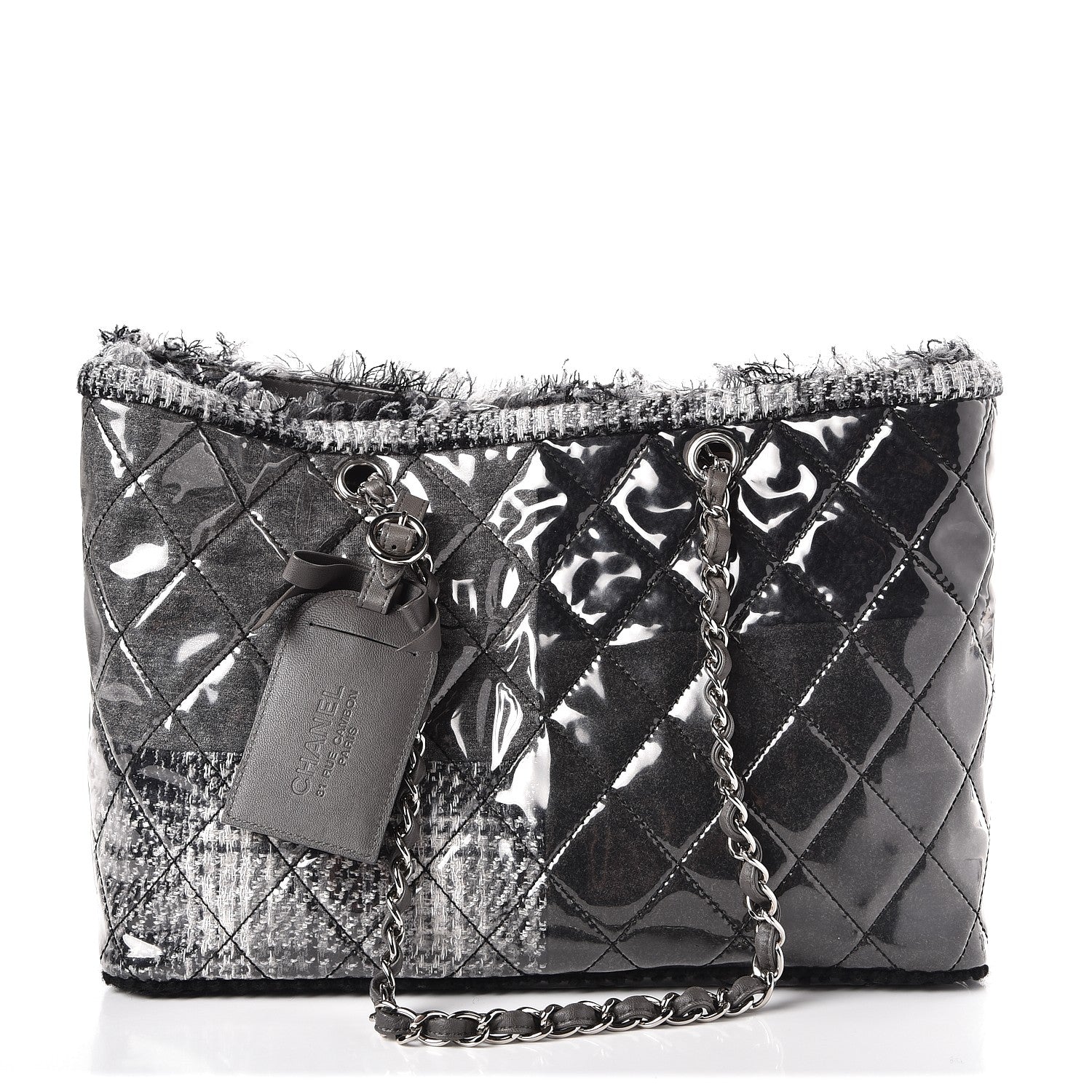 Chanel Vinyl Funny Tweed Patchwork Tote Grey 1 of 8