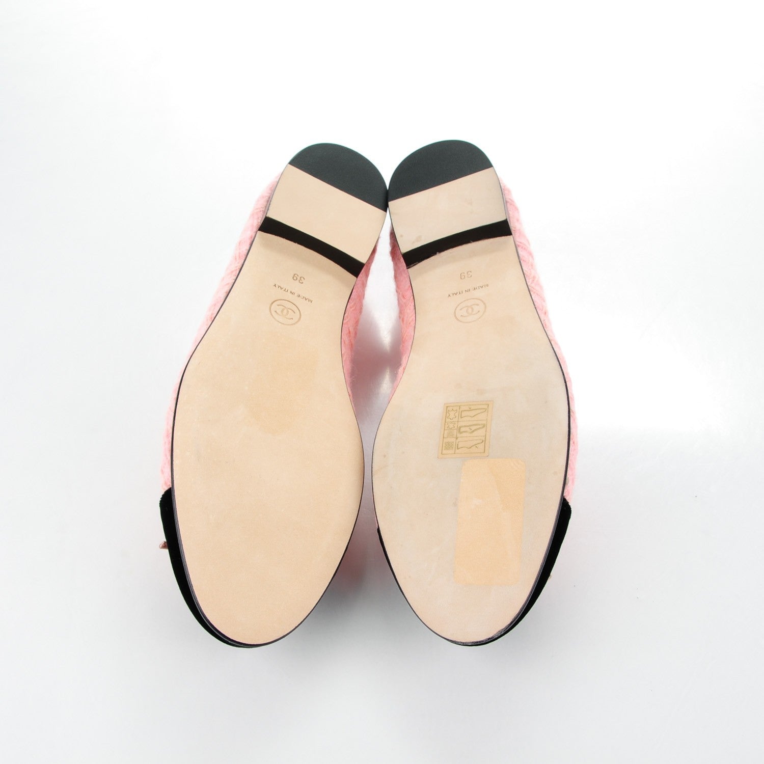 Chanel Tweed Suede Cap Toe Ballerina Flats 39 Pink Black 5 of 8