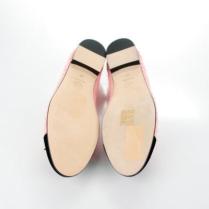 Chanel Tweed Suede Cap Toe Ballerina Flats 39 Pink Black 5 of 8