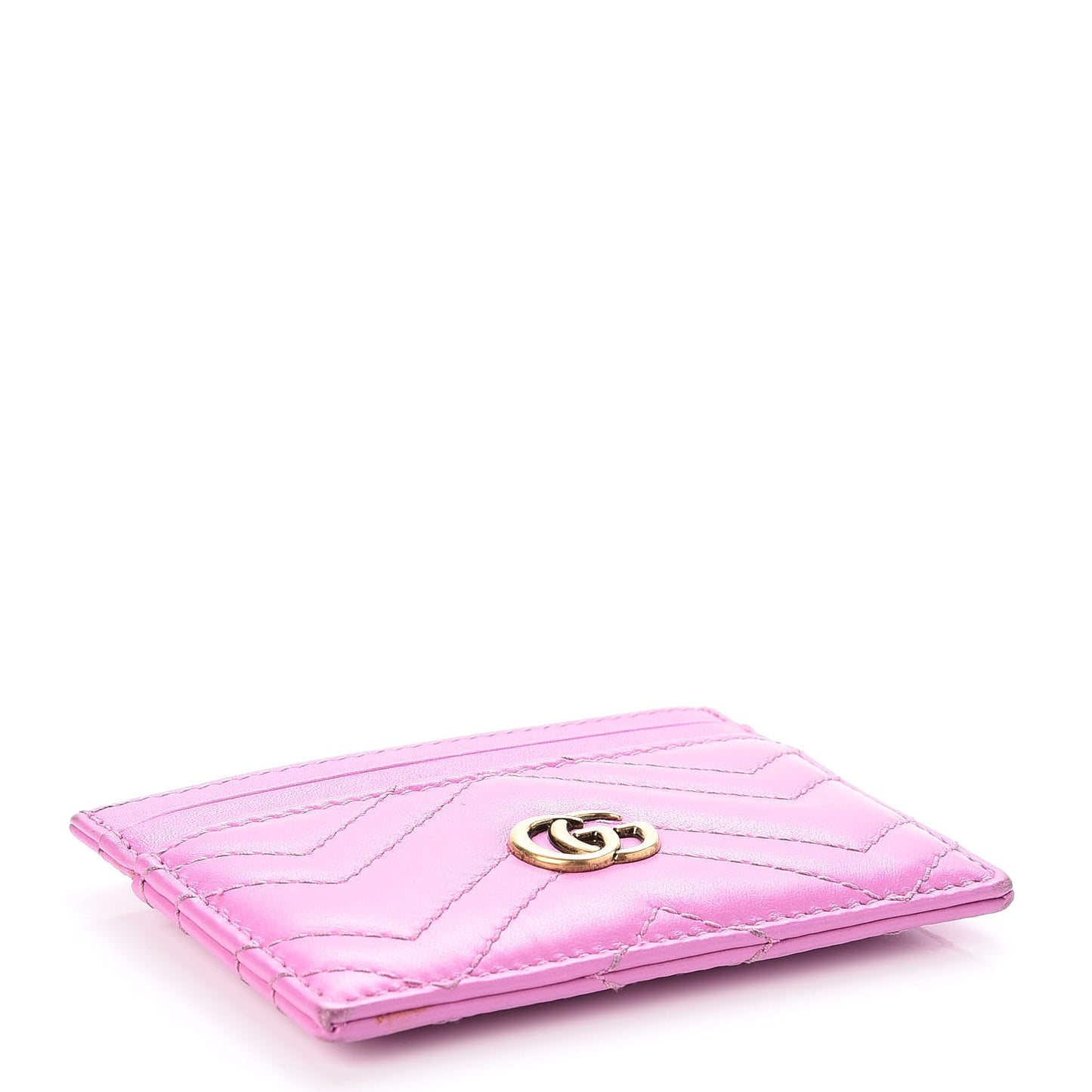 Calfskin Matelasse GG Marmont Card Holder Candy Mousse