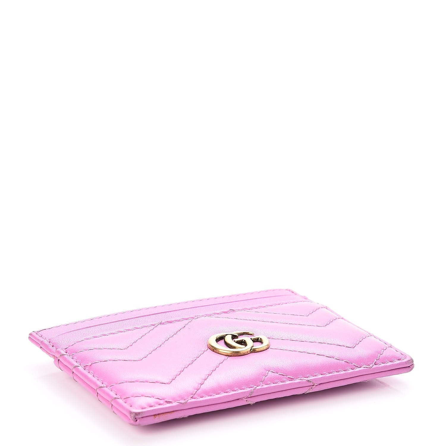 Gucci Calfskin Matelasse GG Marmont Card Holder Candy Mousse 4 of 7