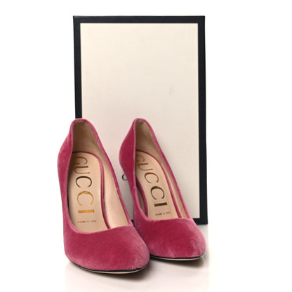 Gucci Velvet Removable Web Bow Pumps 37 Rasberry Rose 8 of 8