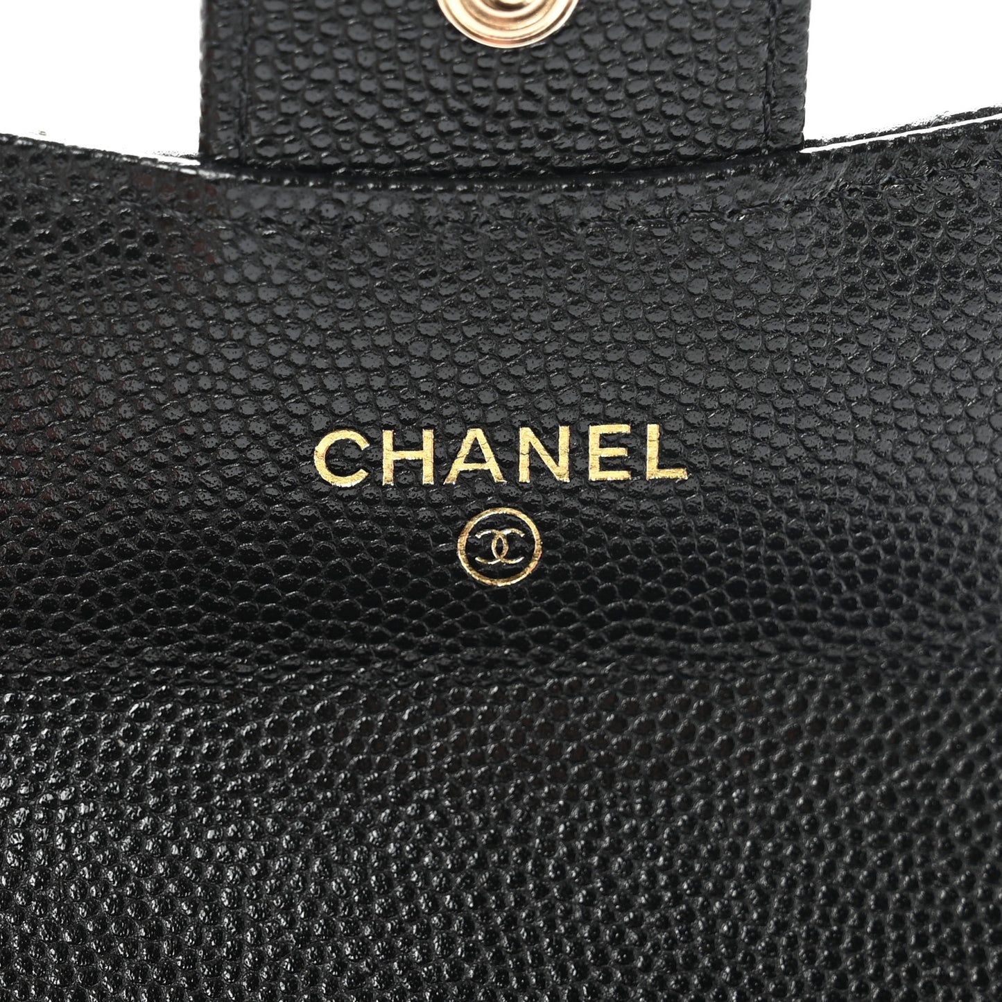 Caviar Quilted Flap Card Holder Chain Wristlet Black