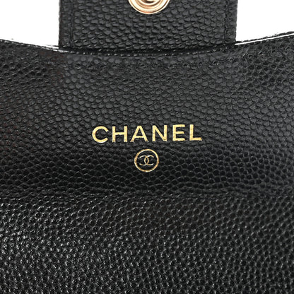 Chanel Caviar Quilted Flap Card Holder Chain Wristlet Black 6 of 8