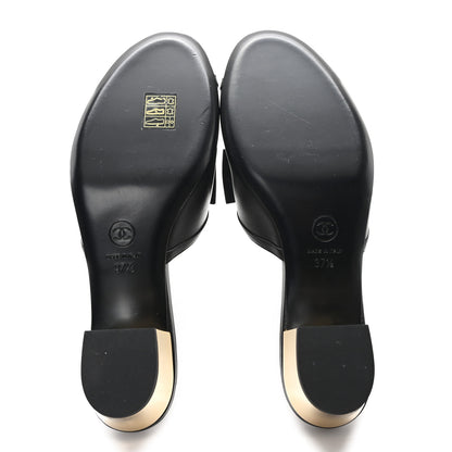 Chanel Lambskin Bow CC Mules 37.5 Black 6 of 10