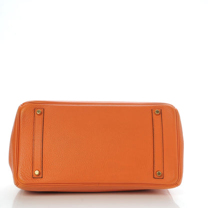 Hermes Taurillon Clemence Birkin 35 Orange 6 of 33