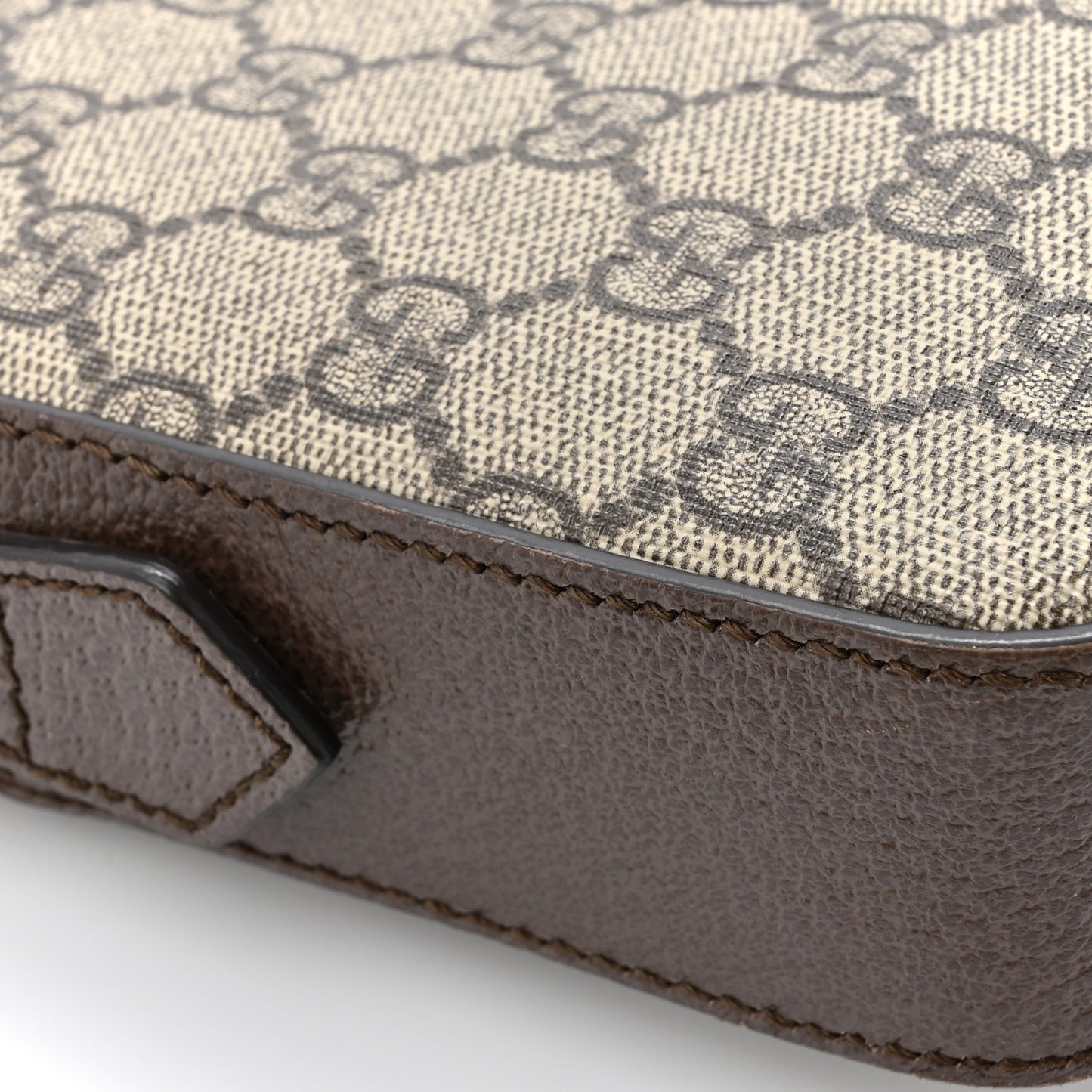 GG Supreme Monogram Textured Dollar Calfskin Web Ophidia Wristlet Shoulder Bag Beige Ebony New Acero