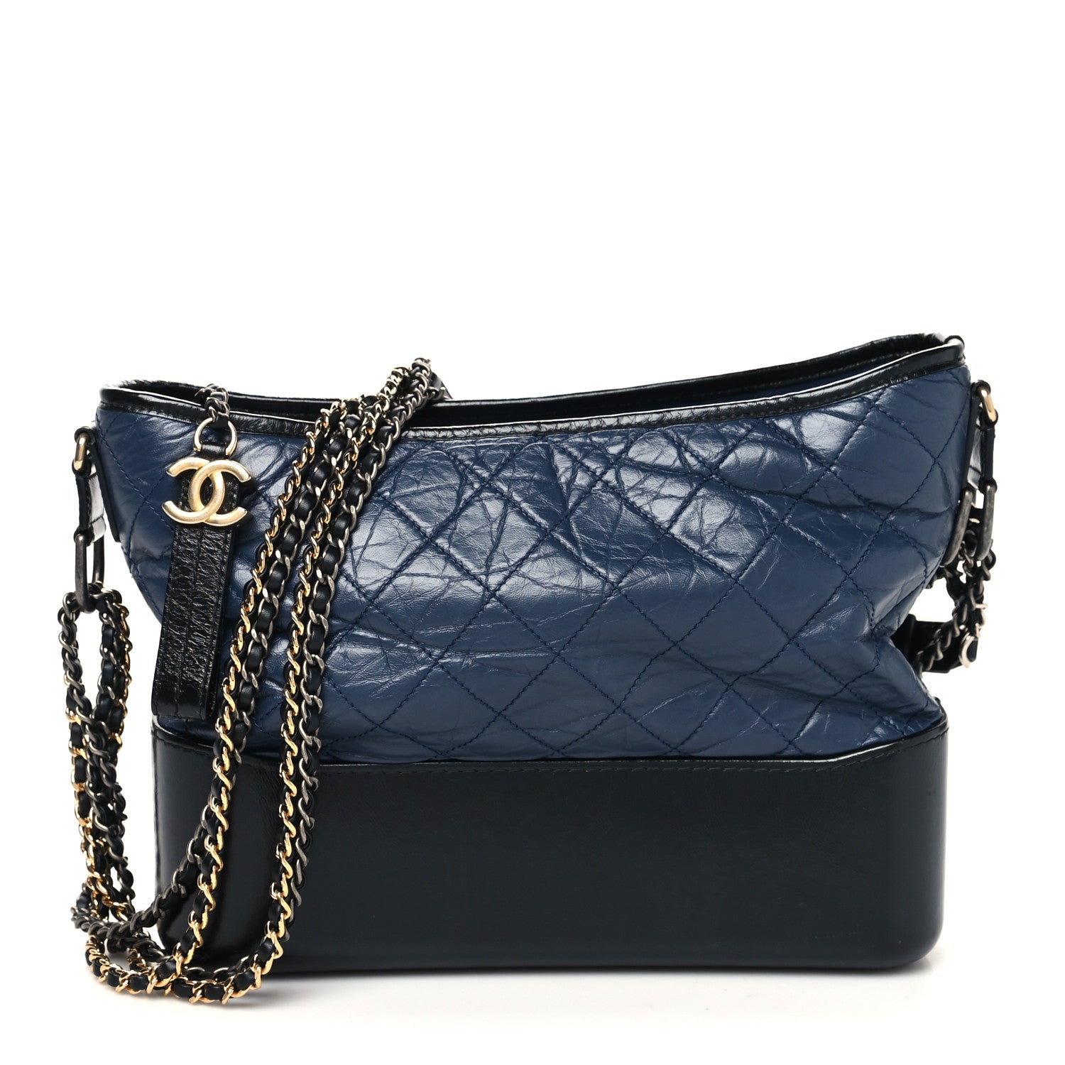 Chanel Aged Calfskin Quilted Medium Gabrielle Hobo Navy Black 1 of 14