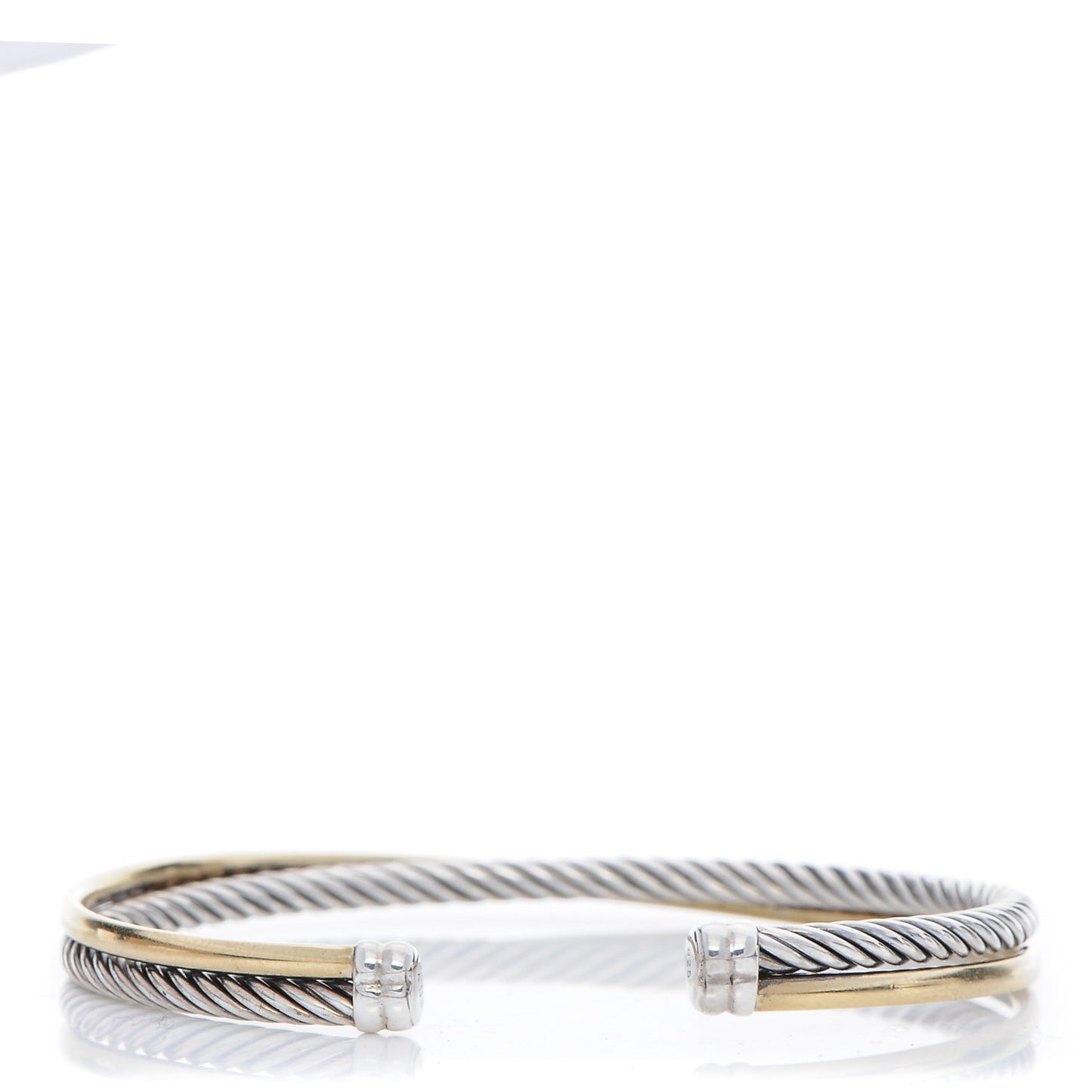 Sterling Silver 18K Yellow Plated Gold 5mm Crossover Cuff