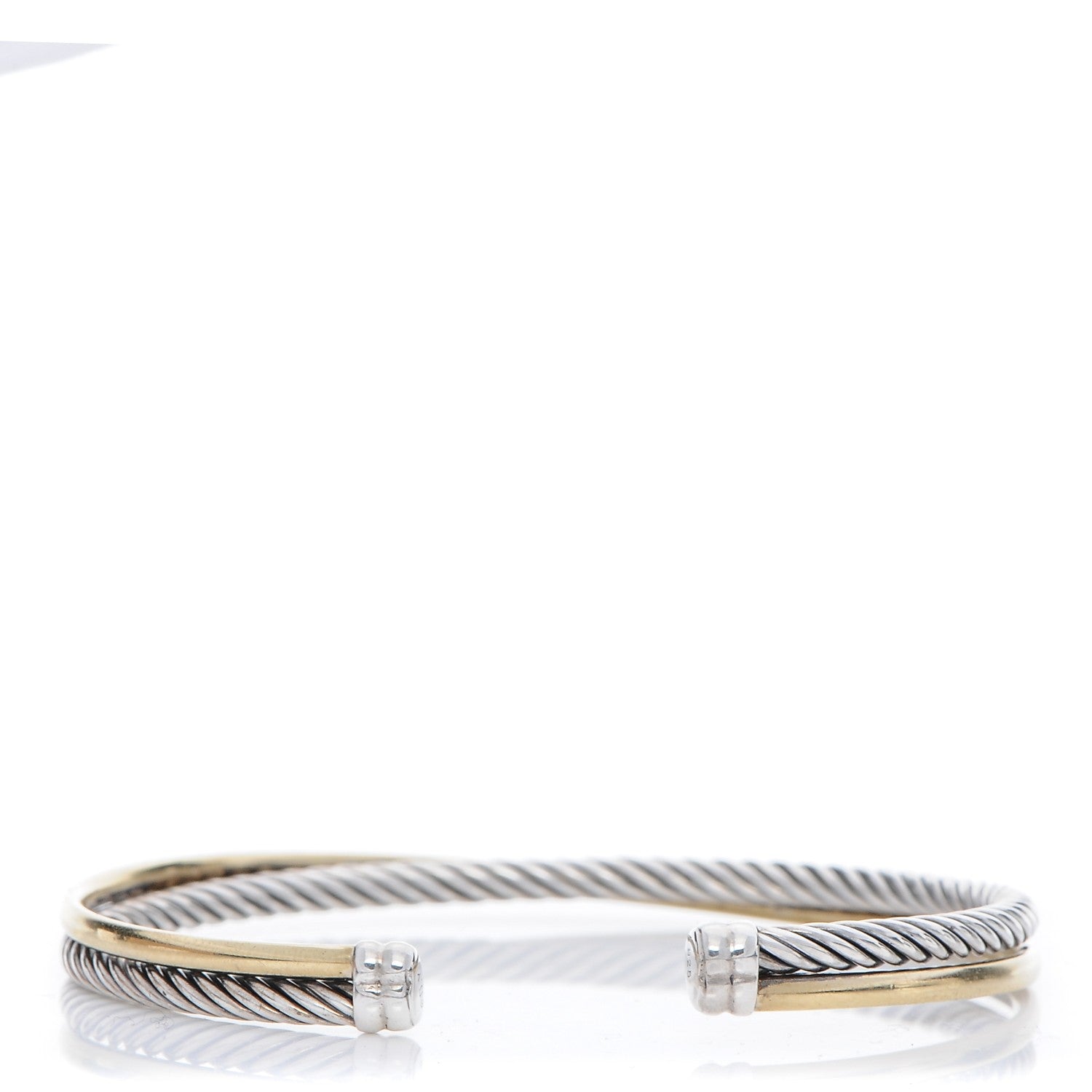 David Yurman Sterling Silver 18K Yellow Plated Gold 5mm Crossover Cuff 1 of 7