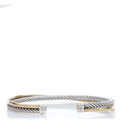 David Yurman Sterling Silver 18K Yellow Plated Gold 5mm Crossover Cuff 1 of 7