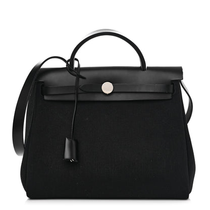 Hermes Military Toile Vache Hunter Herbag Zip Retourne 31 PM Black 1 of 13