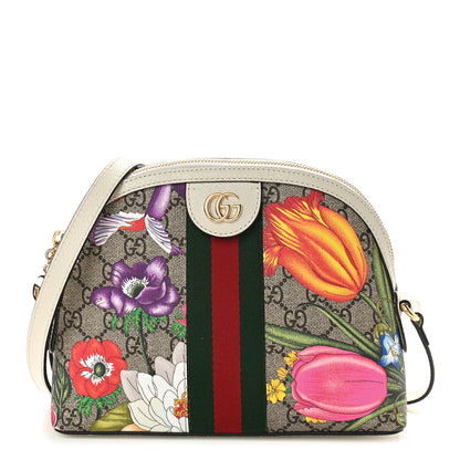 Gucci GG Supreme Monogram Flora Web GG Small Ophidia Dome Shoulder Bag White 1 of 9