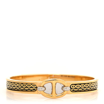 Hermes Enamel Mini Clic Chaine D'Ancre Bracelet PM Jaune Or Black 1 of 5
