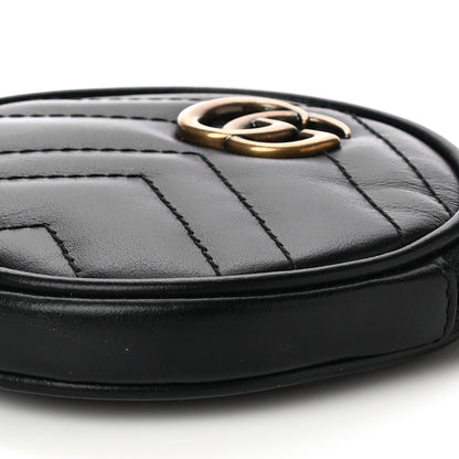 Gucci Calfskin Matelasse GG Marmont Round Coin Purse Black 10 of 13