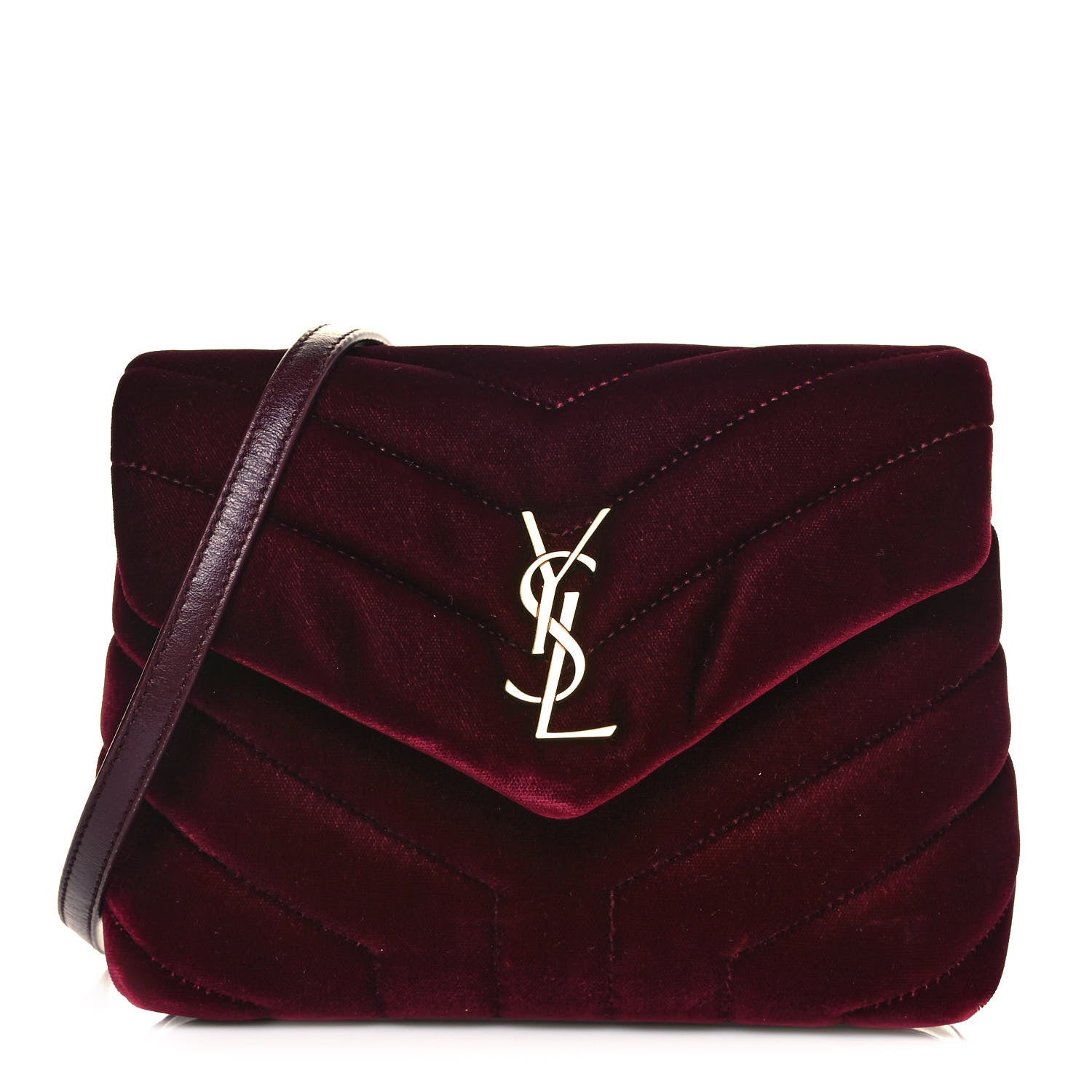 Saint Laurent Velvet Y Quilted Monogram Toy Loulou Chain Satchel Light Burgundy 1 of 11