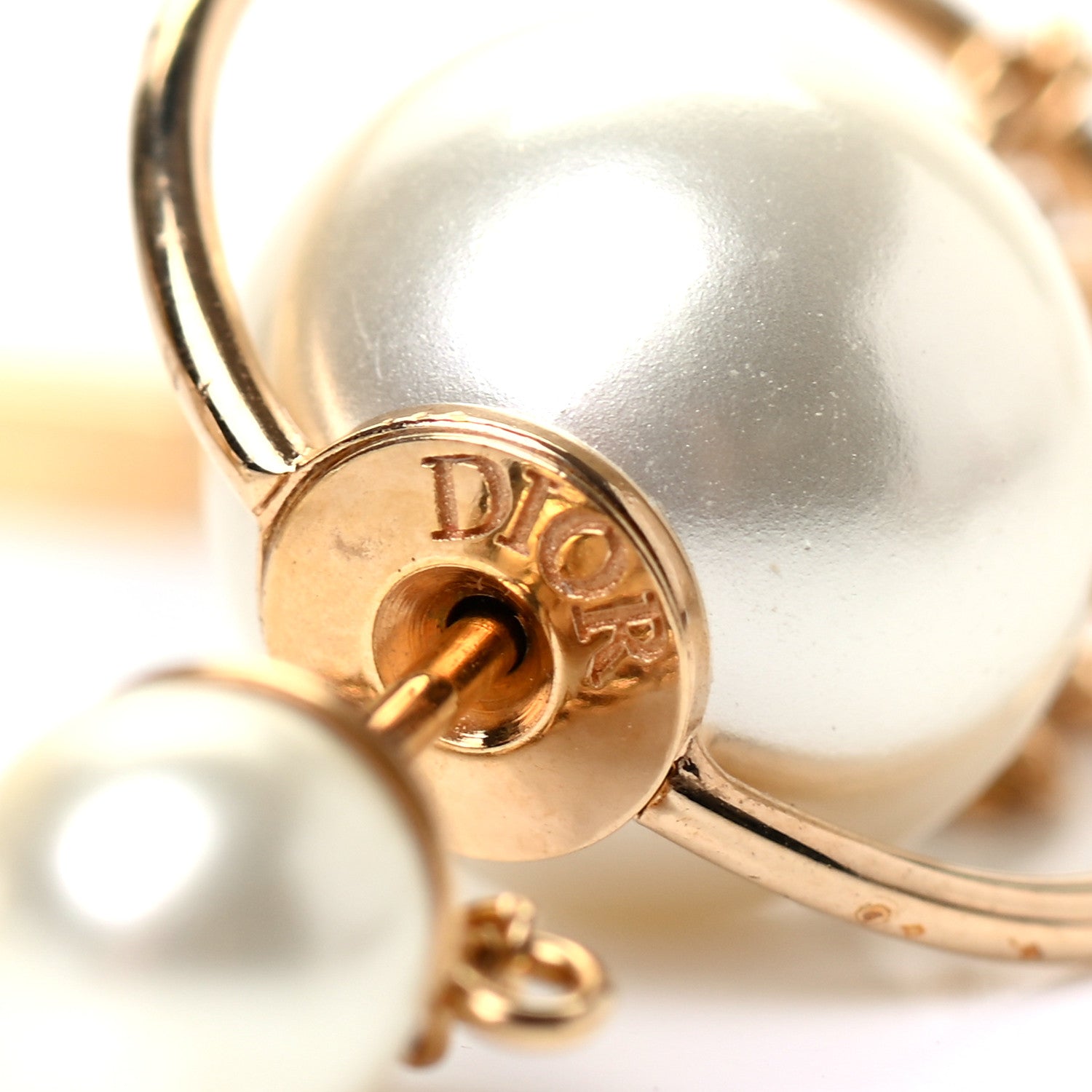 Christian Dior Pearl Tribales Dangle Chain Earrings Gold 5 of 6