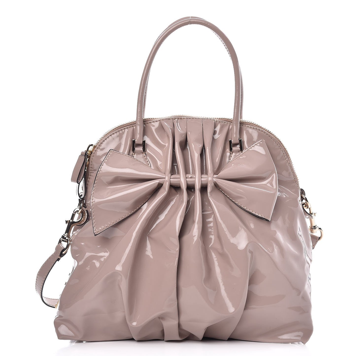 Patent Lacca Bow Dome Tote Blush Nude