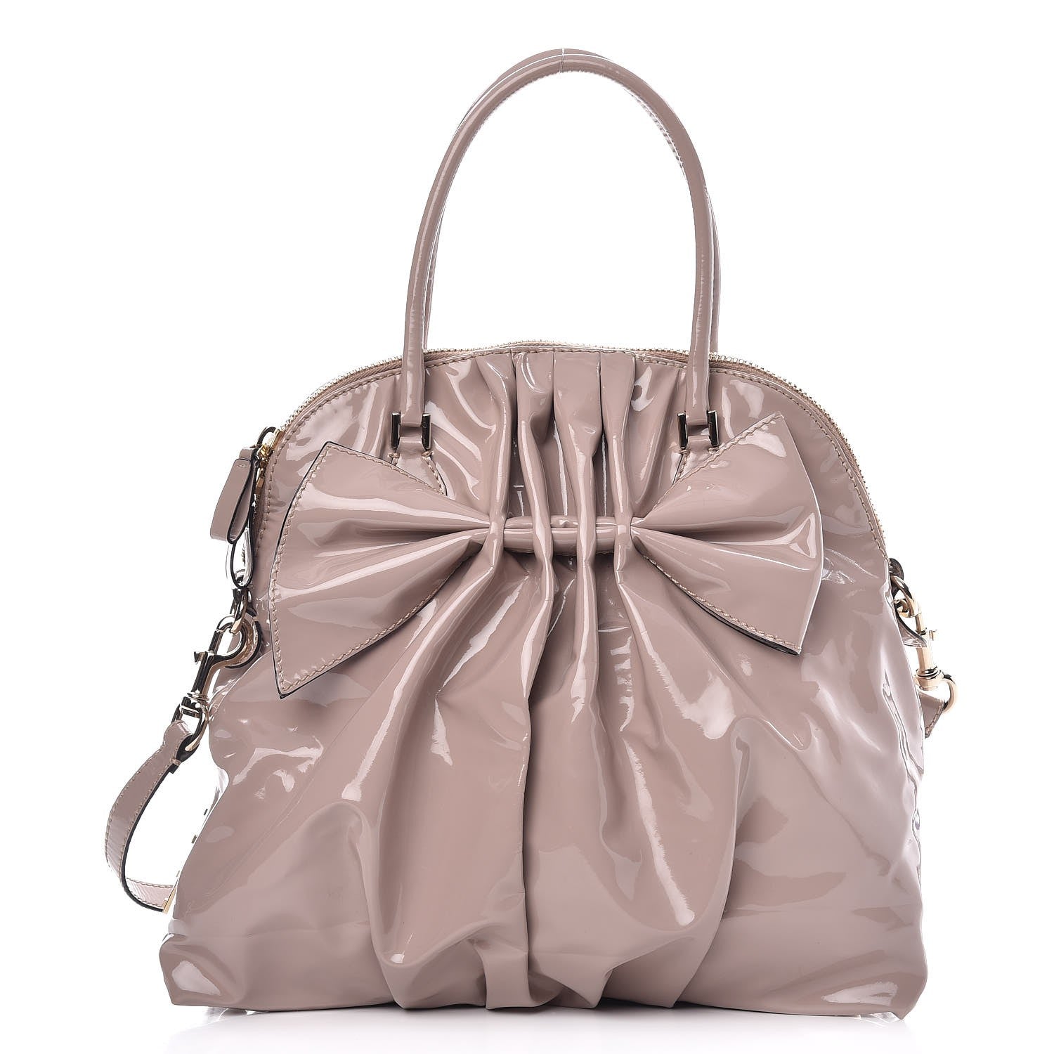 Valentino Garavani Patent Lacca Bow Dome Tote Blush Nude 1 of 13