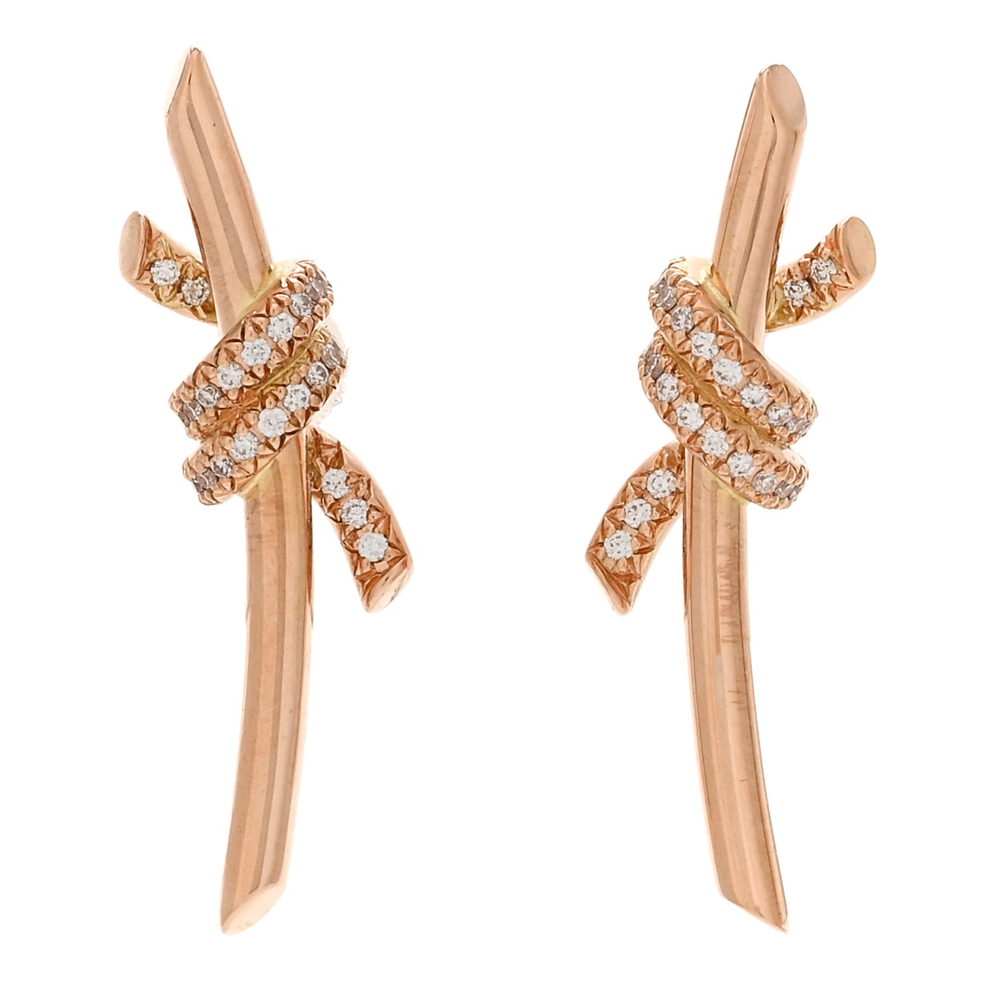 18K Rose Gold Diamond Tiffany Knot Earrings