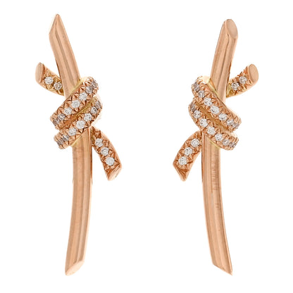 Tiffany 18K Rose Gold Diamond Tiffany Knot Earrings 1 of 5