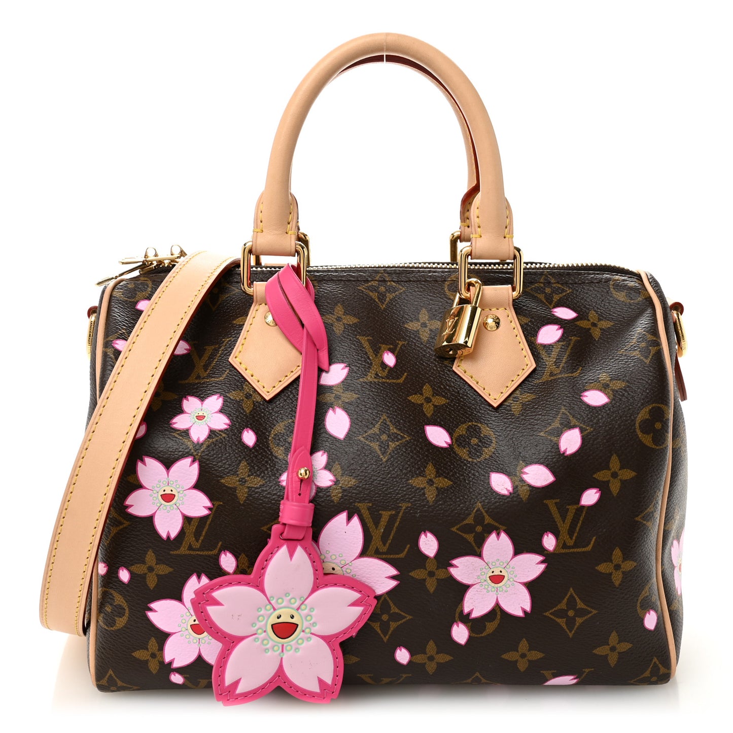 LV X TM Monogram Cherry Blossom Speedy Bandouliere 25 Sakura Brown