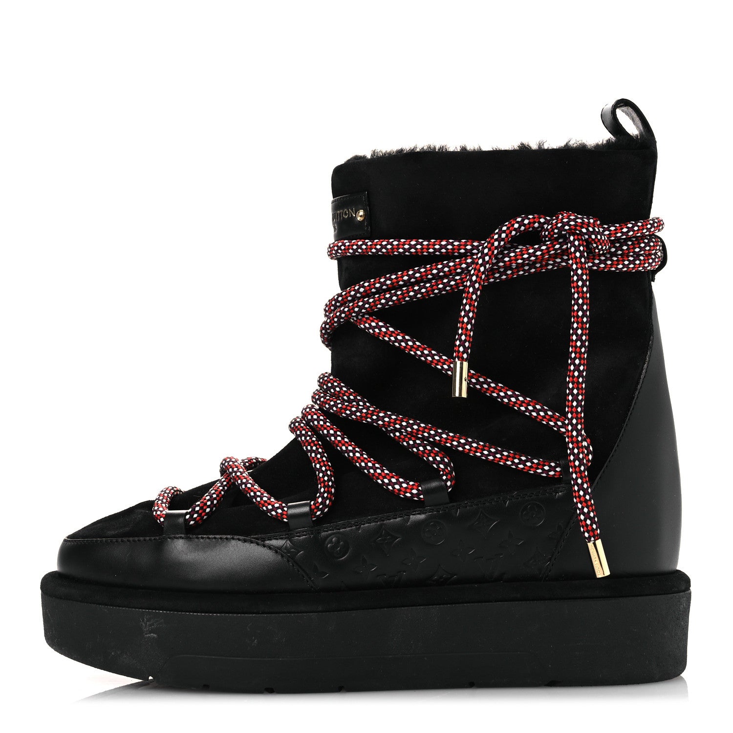 Louis Vuitton Suede Shearling Aspen Platform Ankle Boots 39.5 Black 1 of 11