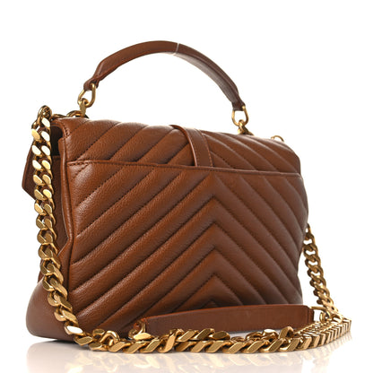 Saint Laurent Sheepskin Matelasse Chevron Monogram Medium College Bag Brick 3 of 9