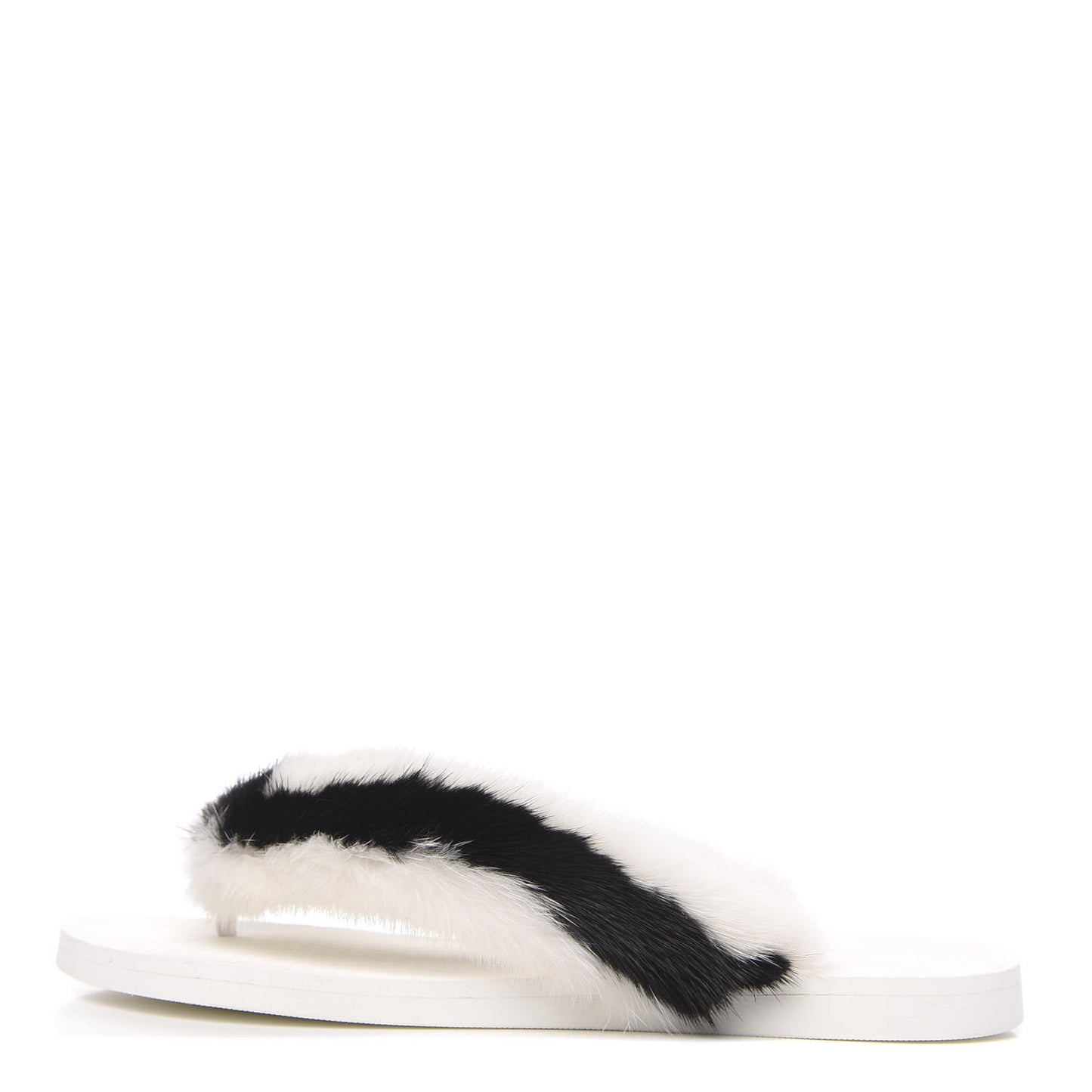 Mink Fur Thong Sandals 35 White Black